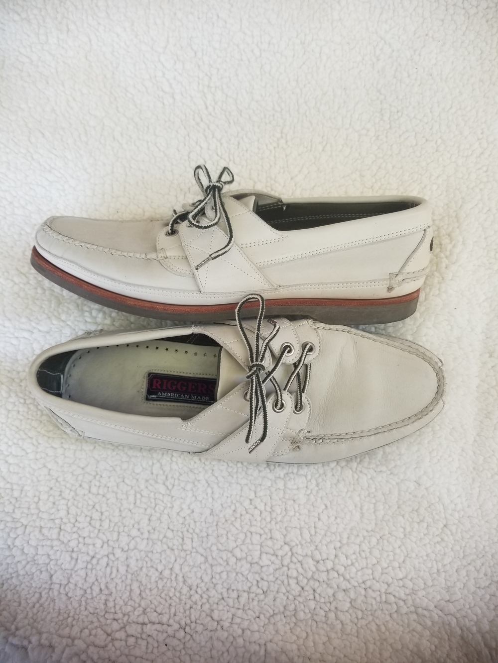 Rigger’s White Leather Men’s Boat Shoes